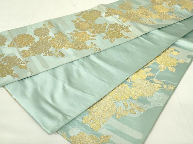平和屋着物◎六通柄袋帯　エ霞吉祥花文　牡丹と菊　金銀糸　正絹　逸品　DAAZ9298qp