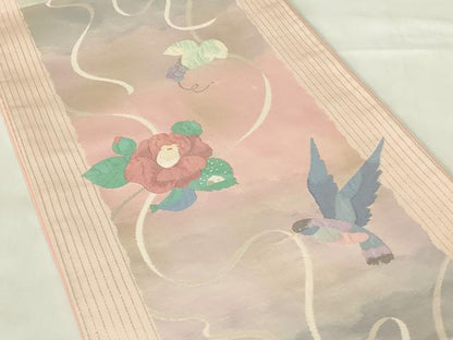 平和屋着物◎六通柄袋帯　ふくれ織　花鳥文　葡萄蔦の葉　金銀糸　引箔　正絹　逸品　DAAZ9319qp