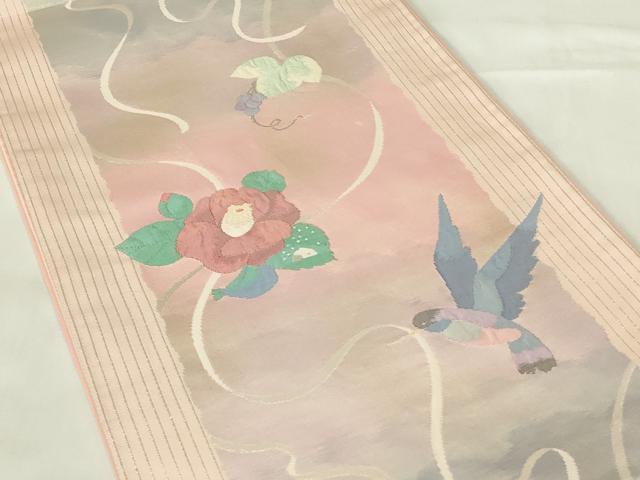 平和屋着物◎六通柄袋帯　ふくれ織　花鳥文　葡萄蔦の葉　金銀糸　引箔　正絹　逸品　DAAZ9319qp