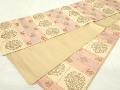 平和屋着物◎六通柄袋帯　名物裂　飾花文　有栖川　金糸　正絹　逸品　DAAZ9325qp