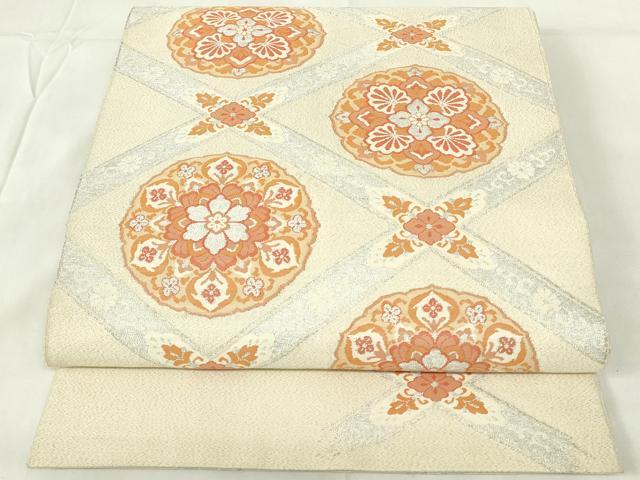 平和屋着物◎明綴れ 太鼓柄袋帯 正倉院天井花文 金銀糸 正絹 逸品 DAAZ9332qp