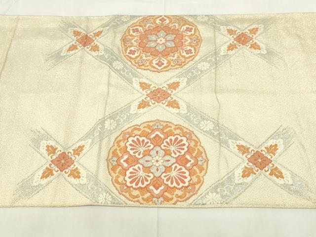 平和屋着物◎明綴れ 太鼓柄袋帯 正倉院天井花文 金銀糸 正絹 逸品 DAAZ9332qp