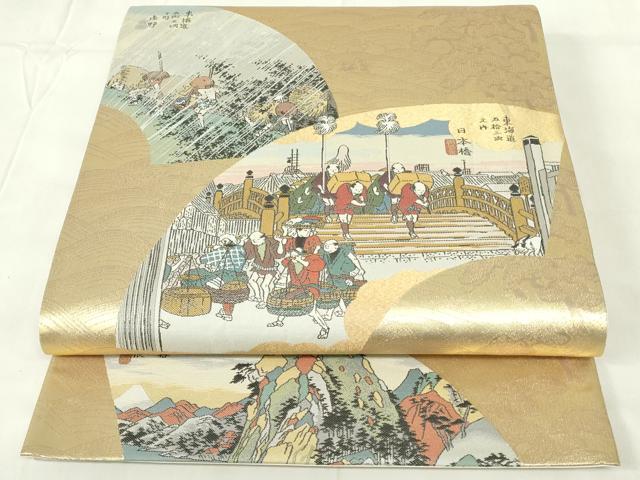 平和屋着物◎六通柄 京袋帯 壁画文様 金糸 正絹 逸品 BAAU8605yc 平和