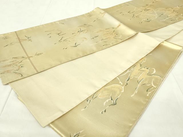 平和屋着物◎六通柄袋帯　動物文　金銀糸　正絹　逸品　DAAZ9341qp
