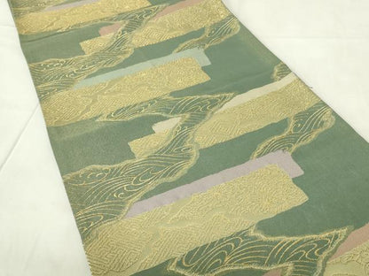平和屋着物◎六通柄袋帯　横段吉祥文　金糸　正絹　逸品　DAAZ9362qp