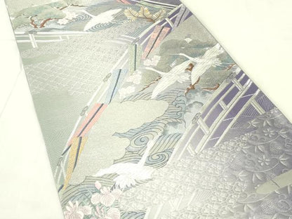 平和屋着物◎六通柄袋帯　唐織　九百錦　豊楽寿松文　金銀糸　正絹　逸品　DAAZ9367qp