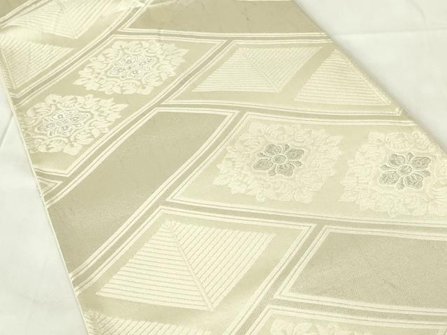 平和屋着物◎六通柄袋帯 唐織 檜垣正倉院花文 銀糸 正絹 逸品 DAAZ9395qp