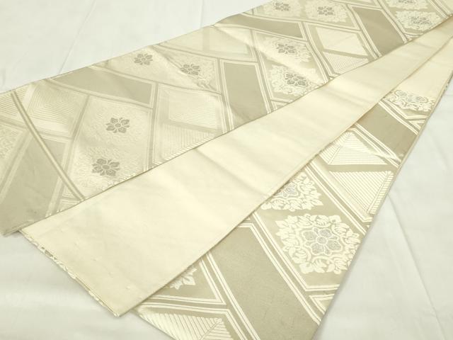 平和屋着物◎六通柄袋帯 唐織 檜垣正倉院花文 銀糸 正絹 逸品 DAAZ9395qp