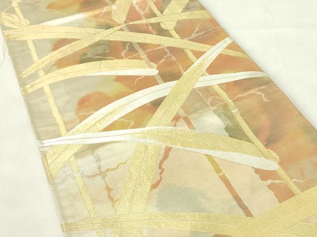 平和屋着物◎六通柄袋帯 芝麻文 金銀糸 正絹 逸品 DAAZ9397qp