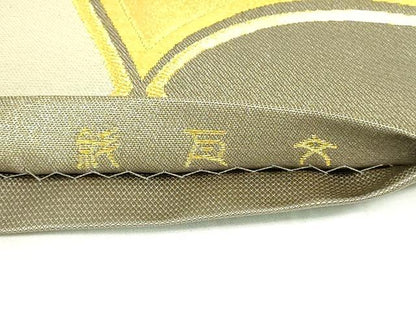 平和屋着物◎六通柄袋帯　瓦文　金銀糸　正絹　逸品　DAAZ9430qp
