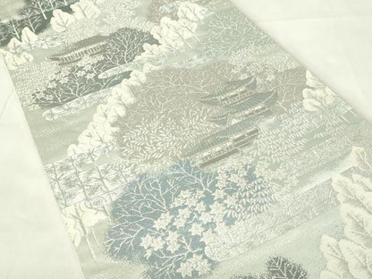 平和屋着物◎六通柄袋帯 秀水錦 風景文 プラチナ二重織 正絹 逸品 DAAZ9434qp