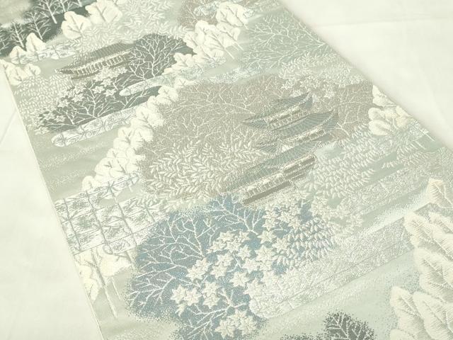 平和屋着物◎六通柄袋帯 秀水錦 風景文 プラチナ二重織 正絹 逸品 DAAZ9434qp