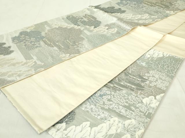 平和屋着物◎六通柄袋帯 秀水錦 風景文 プラチナ二重織 正絹 逸品 DAAZ9434qp