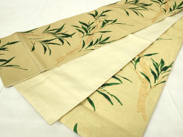 平和屋着物◎六通柄袋帯 枝葉文 金糸 正絹 逸品 DAAZ9437qp