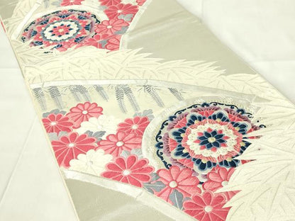 平和屋着物◎六通柄袋帯 唐織 正倉院吉祥花文 金銀糸 正絹 逸品 DAAZ9440qp