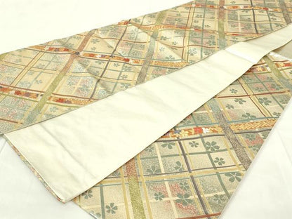平和屋着物◎六通柄袋帯　舞花文　金銀糸　正絹　逸品　DAAZ9449qp