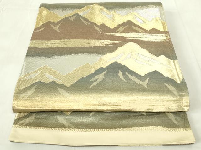 平和屋着物◎六通柄袋帯 遠山風景文 金銀糸 正絹 逸品 DAAZ9469qp