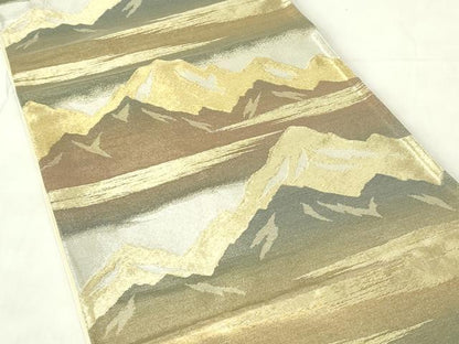 平和屋着物◎六通柄袋帯 遠山風景文 金銀糸 正絹 逸品 DAAZ9469qp