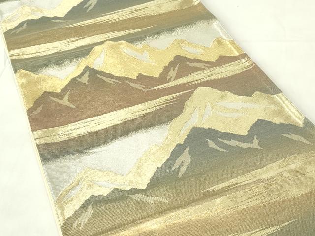 平和屋着物◎六通柄袋帯 遠山風景文 金銀糸 正絹 逸品 DAAZ9469qp