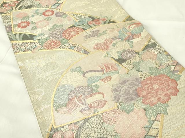 平和屋着物◎佐賀錦　六通柄袋帯　地紙鴛鴦花文　金銀糸　正絹　逸品　DAAZ9495qp