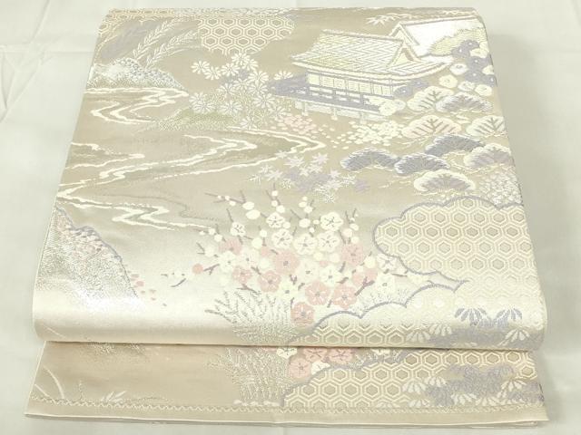 平和屋着物◎六通柄袋帯　唐織　風景文　金銀糸　正絹　逸品　DAAZ9507qp