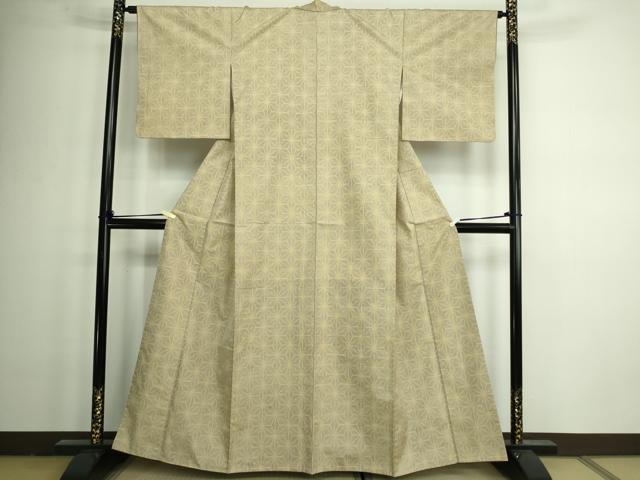 平和屋着物■上質な紬　麻の葉文様　正絹　逸品　DAAZ9645sf