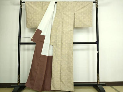 平和屋着物■上質な紬　麻の葉文様　正絹　逸品　DAAZ9645sf