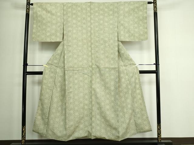 平和屋着物■上質な紬　麻の葉文様　正絹　逸品　DAAZ9765sf