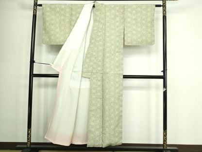 平和屋着物■上質な紬　麻の葉文様　正絹　逸品　DAAZ9765sf