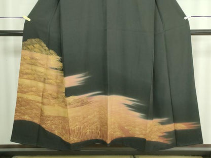 平和屋着物■豪華黒留袖　松　暈し染め　金彩　正絹　逸品　DAAZ9787sf
