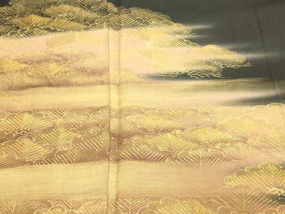 平和屋着物■豪華黒留袖　松　暈し染め　金彩　正絹　逸品　DAAZ9787sf