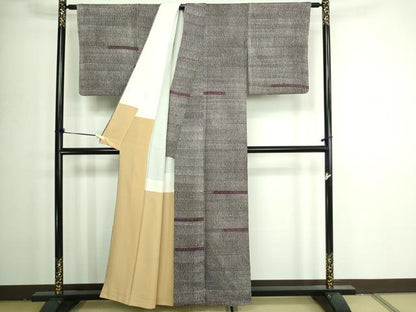 平和屋着物■上質な小紋　横段花文　正絹　逸品　DAAZ9810sf