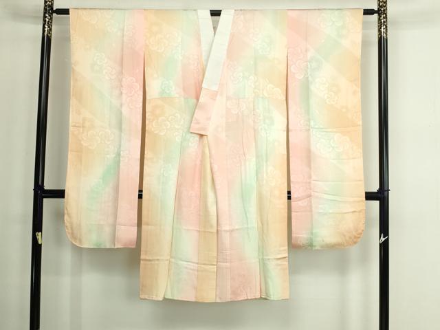 平和屋着物●振袖用長襦袢　袷　辻が花地紋　暈し染め　正絹　逸品　CABA4784vp 平和屋着物□振袖用長襦袢 袷 辻が花地紋 暈し染め 正絹 逸品 DAAZ9811sf