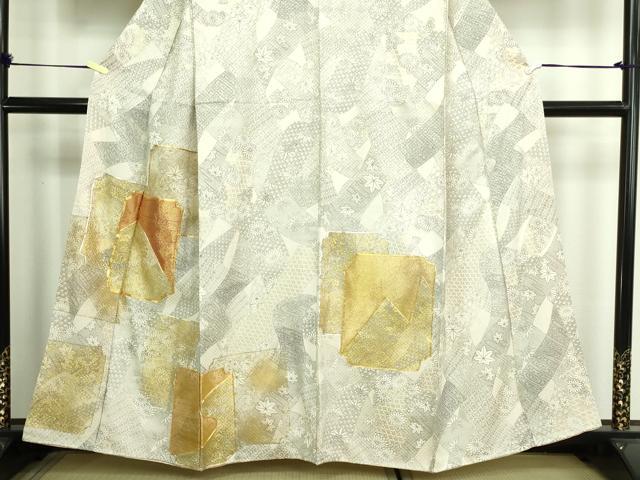 平和屋着物■訪問着　駒刺繍　草花文　金銀彩　正絹　逸品　DAAZ9870sf