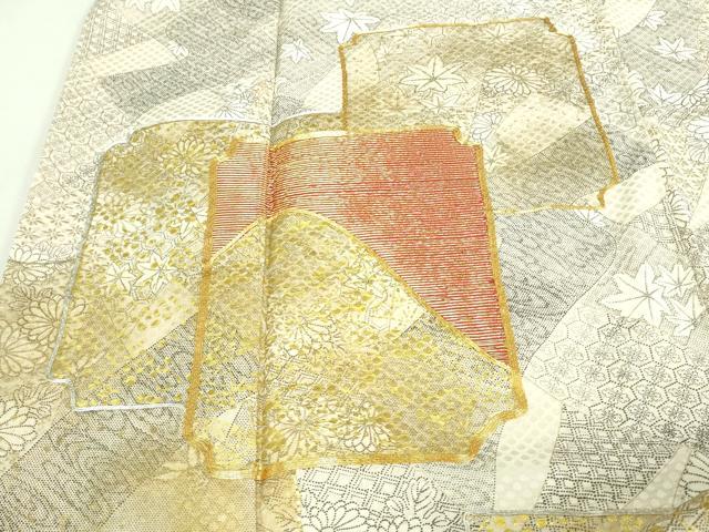 平和屋着物■訪問着　駒刺繍　草花文　金銀彩　正絹　逸品　DAAZ9870sf