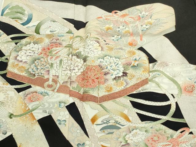 平和屋着物■豪華黒留袖　駒刺繍　文箱花文　金彩　正絹　逸品　DAAZ9873sf