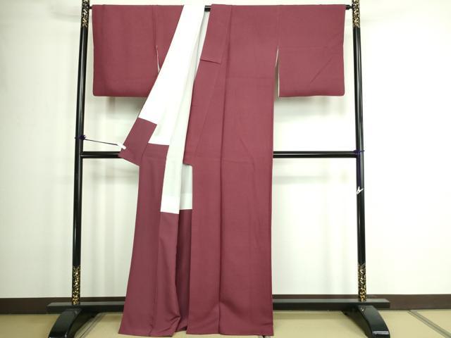 平和屋着物□上質な色無地 霞地紋 小豆色 正絹 逸品 DAAZ9880sf