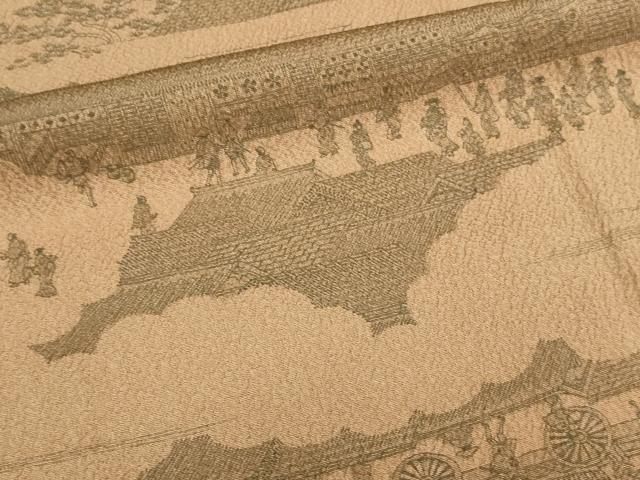 平和屋着物■上質な小紋　風景人物文　正絹　逸品　DAAZ9881sf