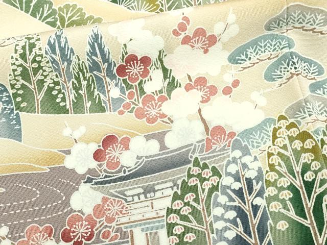 平和屋着物□豪華色留袖 友禅 風景文 松竹梅 暈し染め 正絹 逸品