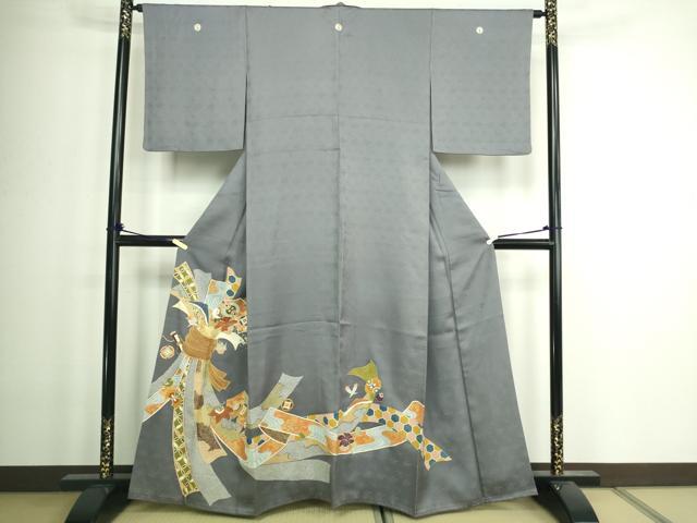 平和屋着物●豪華色留袖　駒刺繍　流水花丸文　暈し染め　正絹　逸品　AABE5946ck 平和屋着物□豪華色留袖 駒刺繍 宝尽くし花文 金彩 正絹 逸品 DAAZ9901sf