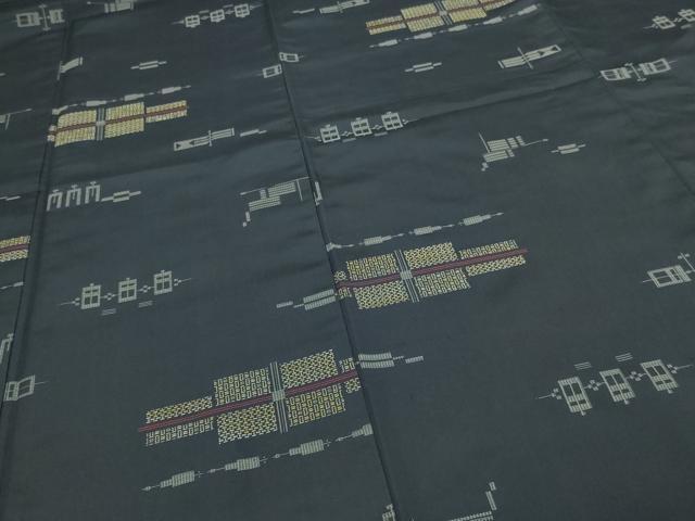 平和屋着物■上質な紬　幾何学文　正絹　逸品　DAAZ9933sf