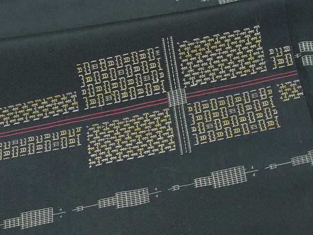 平和屋着物■上質な紬　幾何学文　正絹　逸品　DAAZ9933sf