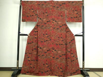 平和屋着物■上質な小紋　草花文　正絹　逸品　未使用　DAAZ9983sf
