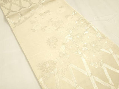 平和屋着物＊夏物 六通柄袋帯 籬草花文 金銀糸 正絹 逸品 DABA0002cm