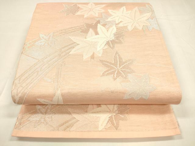平和屋着物＊夏物 六通柄袋帯 渡橋竜田川 銀糸 正絹 逸品 DABA0003cm
