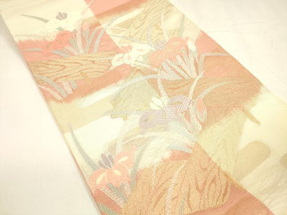 平和屋着物＊夏物 六通柄 本袋帯 唐織 杜若 金糸 正絹 逸品 DABA0006cm