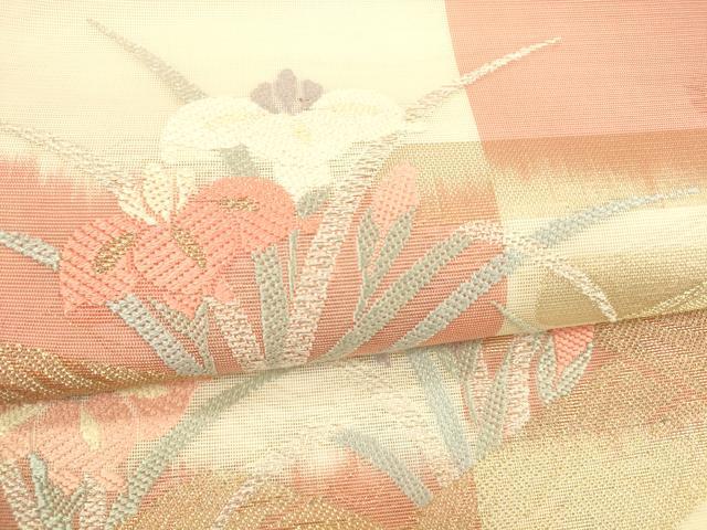 平和屋着物＊夏物 六通柄 本袋帯 唐織 杜若 金糸 正絹 逸品 DABA0006cm