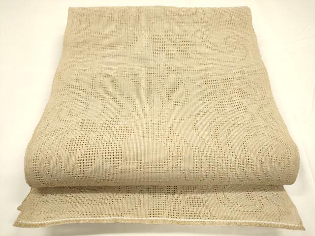平和屋着物＊夏物 八寸名古屋帯 一重帯 流水花文 白茶色 DABA0011cm