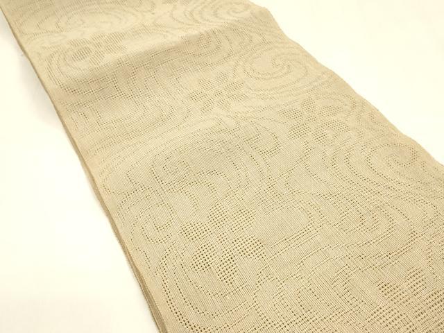 平和屋着物＊夏物 八寸名古屋帯 一重帯 流水花文 白茶色 DABA0011cm