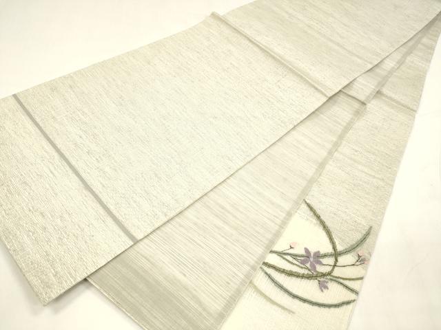 平和屋着物＊夏物 太鼓柄袋帯 草花文 銀糸 正絹 逸品 DABA0013cm